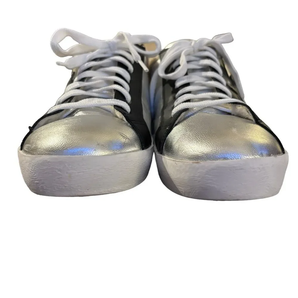 L’idea by Lori Silver Leather Slide Fleece Lined Sneakers Sz 40